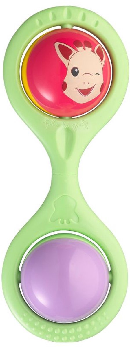 Sophie la girafe hochet twist vert - hochet avec boules rotatives et clochettes tintantes - cadeau de maternité - dans un coffret cadeau de luxe