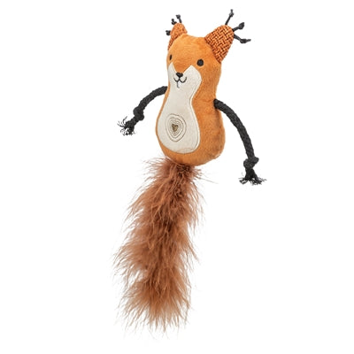 Peluche écureuil Trixie avec queue en plumes et herbe à chat