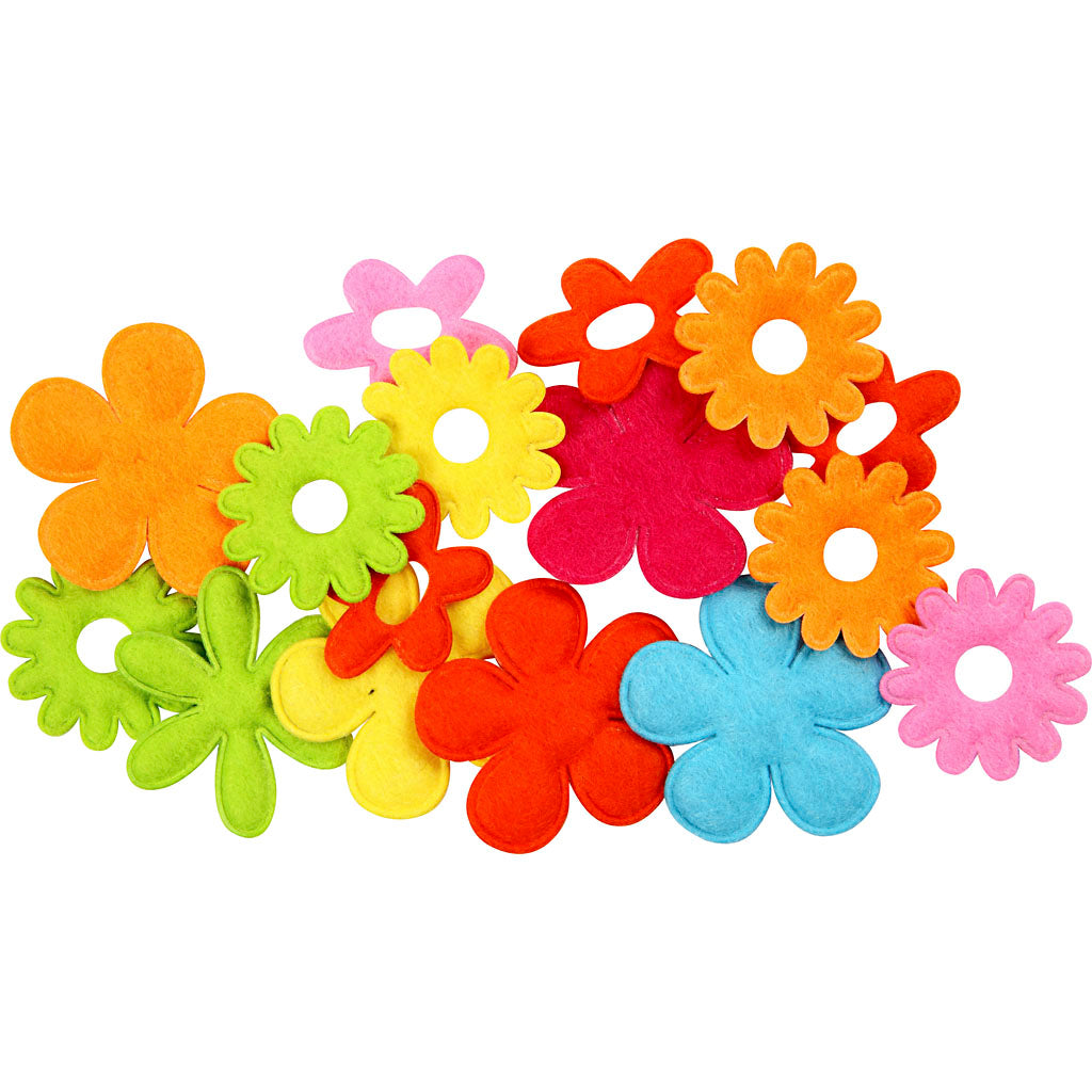 Fleurs en feutre Creativ company, dimension 35x45 mm, épaisseur 1,2 mm, 16 pièces 1 boîte