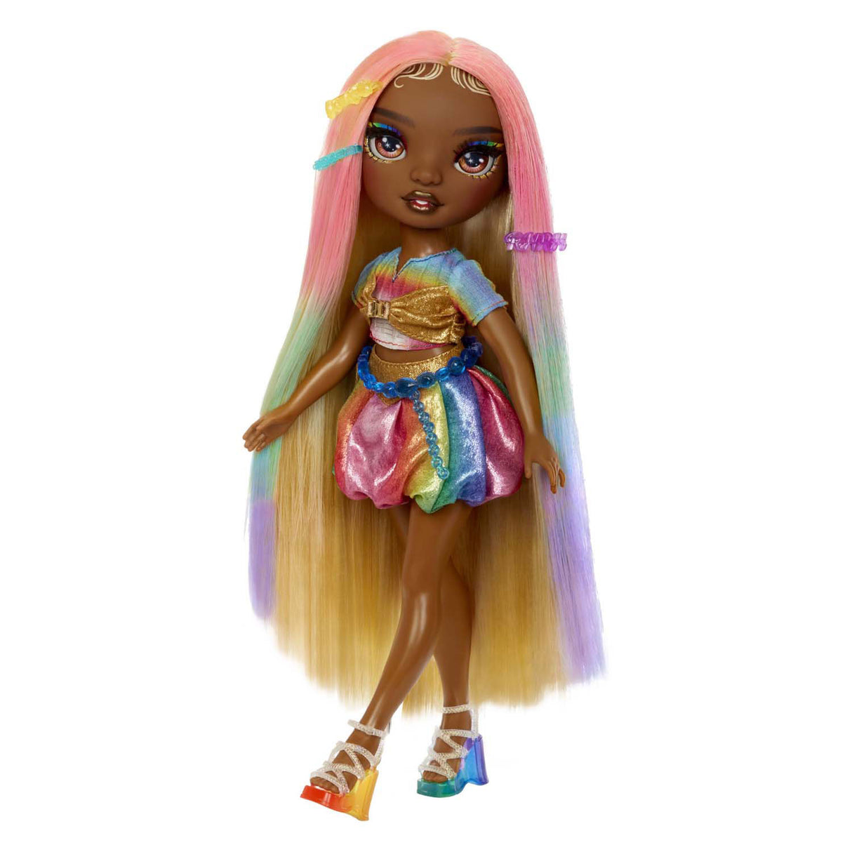 Mga entertainment poupée haute couture arc-en-ciel avec craie pour cheveux - meline gold