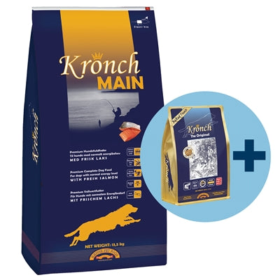Kronch Main senior avec des collations Kronch 100 % saumon gratuites
