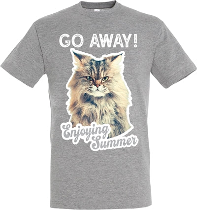 Tee shirt go away chat gris