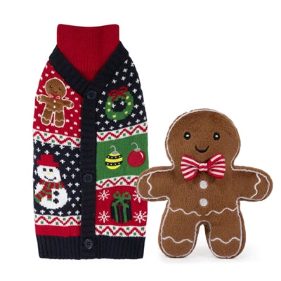 Coffret cadeau de réveillon de Noël Cupidon Comète avec des collations en forme de pull