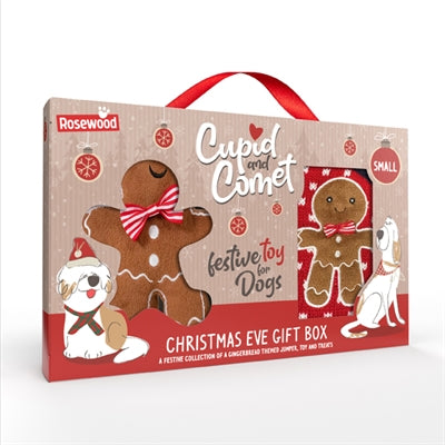 Coffret cadeau de réveillon de Noël Cupidon Comète avec des collations en forme de pull