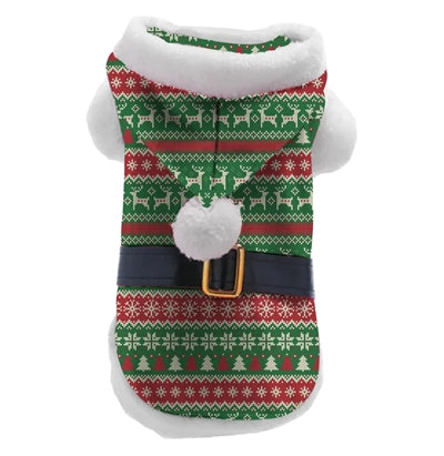 Plenty Gifts Manteau de Noël pour chien imprimé rayé rouge vert