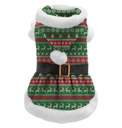 Plenty Gifts Robe de Noël pour chien rayée rouge vert
