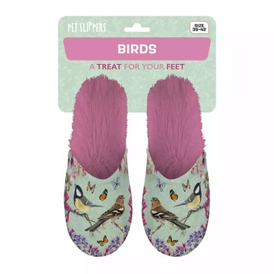 Babouche jardin oiseaux vert rose