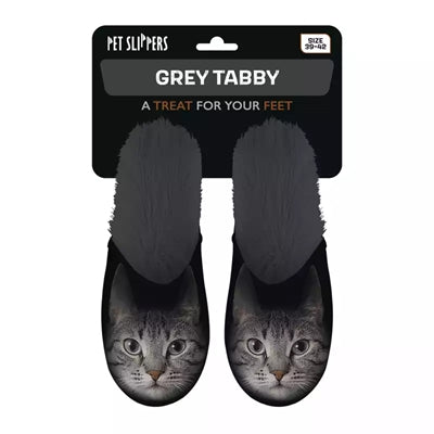 Chausson gris chat noir