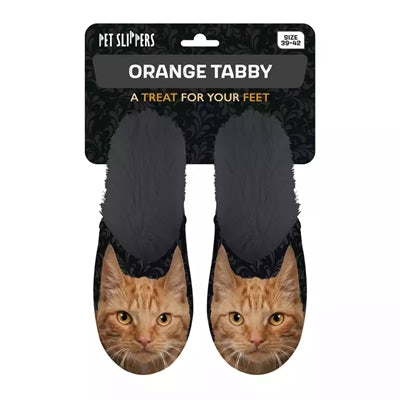 Babouche chat orange noir