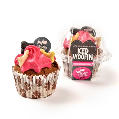 Woofin vanille de la boulangerie aboiement avec glaçage rose