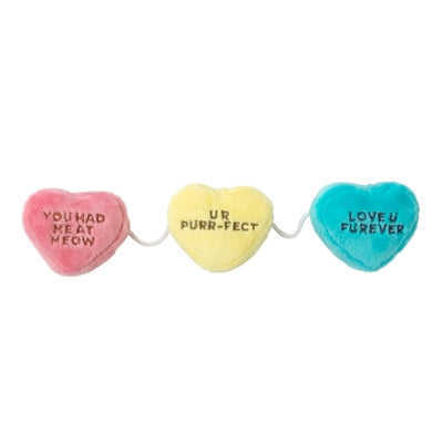 Coeurs de bonbons Fuzzyard sur corde avec peluche herbe à chat