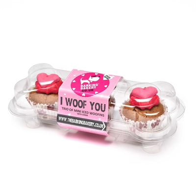 The Barking Bakery I Woof You Saint-Valentin Mini trio de woofins glacés assortis