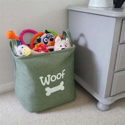 Panier à jouets en toile palissandre woof vert forêt
