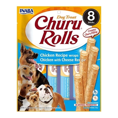 Rouleaux de churu pour chien Inaba, recette de poulet, wraps au fromage