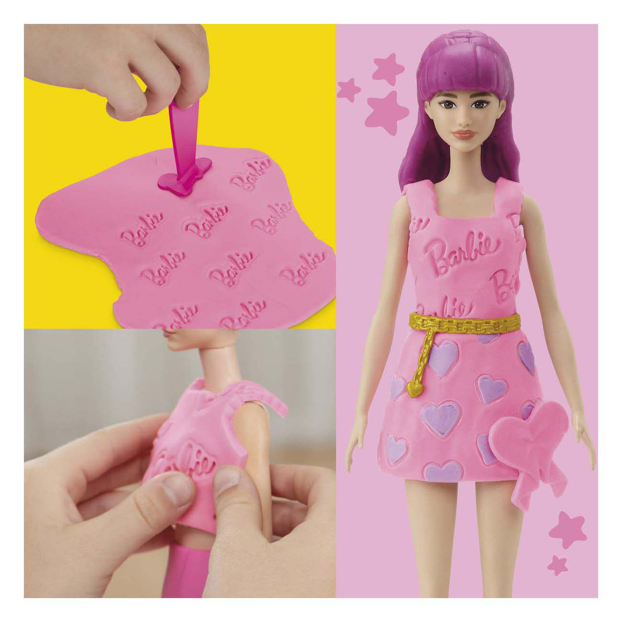 Coffret Play-doh coeurs et cheveux de poupée Barbie - pâte à modeler