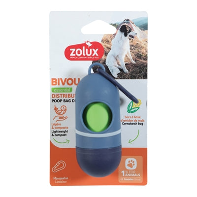 Zolux bvk porte-sac à crottes + 15 sacs à crottes bleu