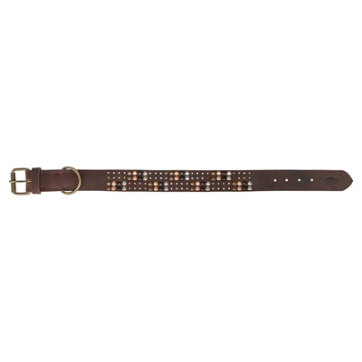 Trixie collier pour chien rivet rustique cuir graissé marron foncé