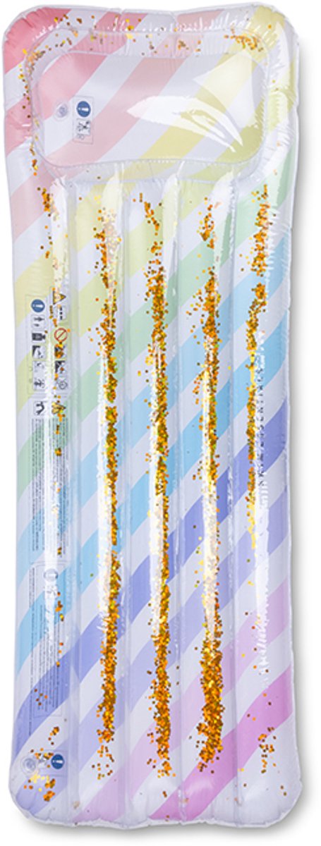 Essentiels de natation - matelas pneumatique - 177 x 67 x 19 cm - arc-en-ciel - multicolore