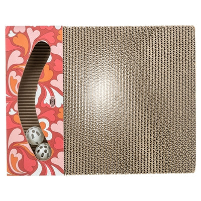 Trixie planche à gratter coeurs avec boules rectangulaire carton rouge