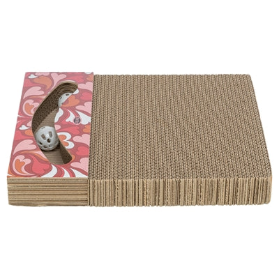 Trixie planche à gratter coeurs avec boules rectangulaire carton rouge