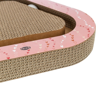 Trixie planche à gratter coeurs avec boules triangulaires en carton saumon