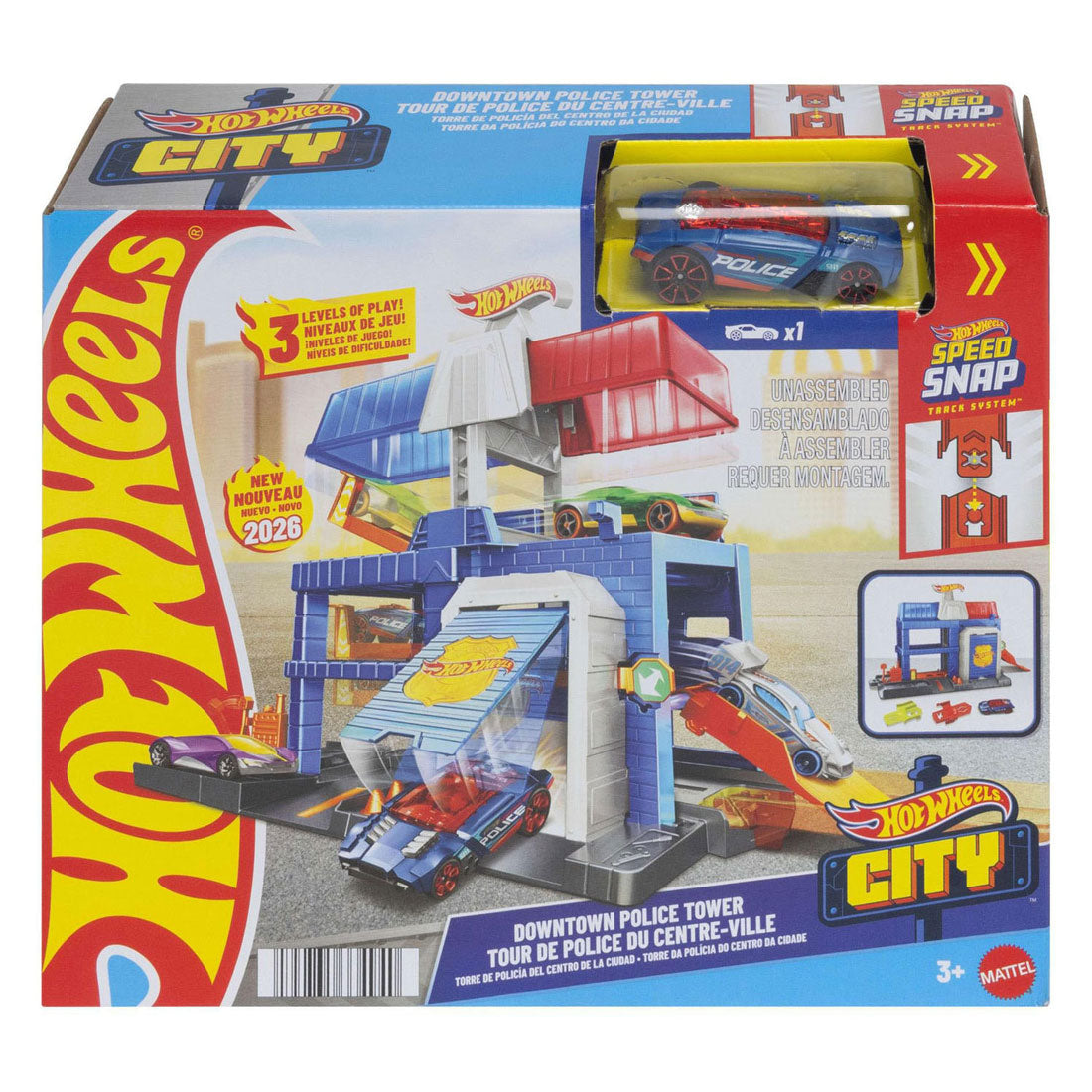 Hot Wheels City Center Police Tower Playset Playset - avec voiture de police en métal