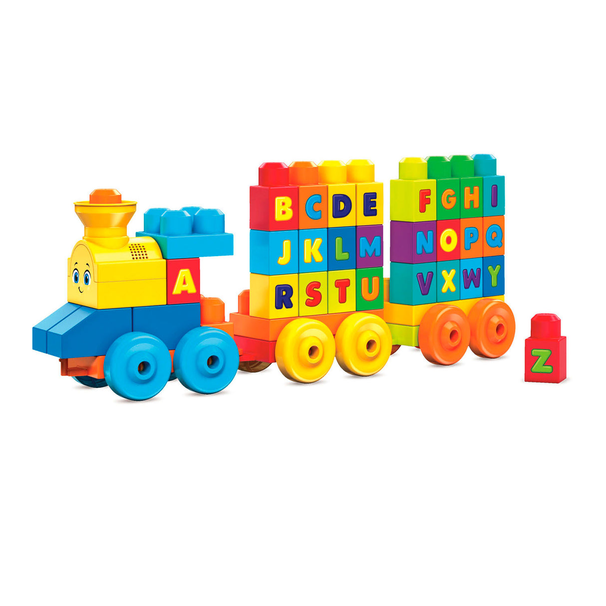 Train musical ABC Mega Blocks - Blocs de construction éducatifs pour 1 à 5 ans - 50 blocs
