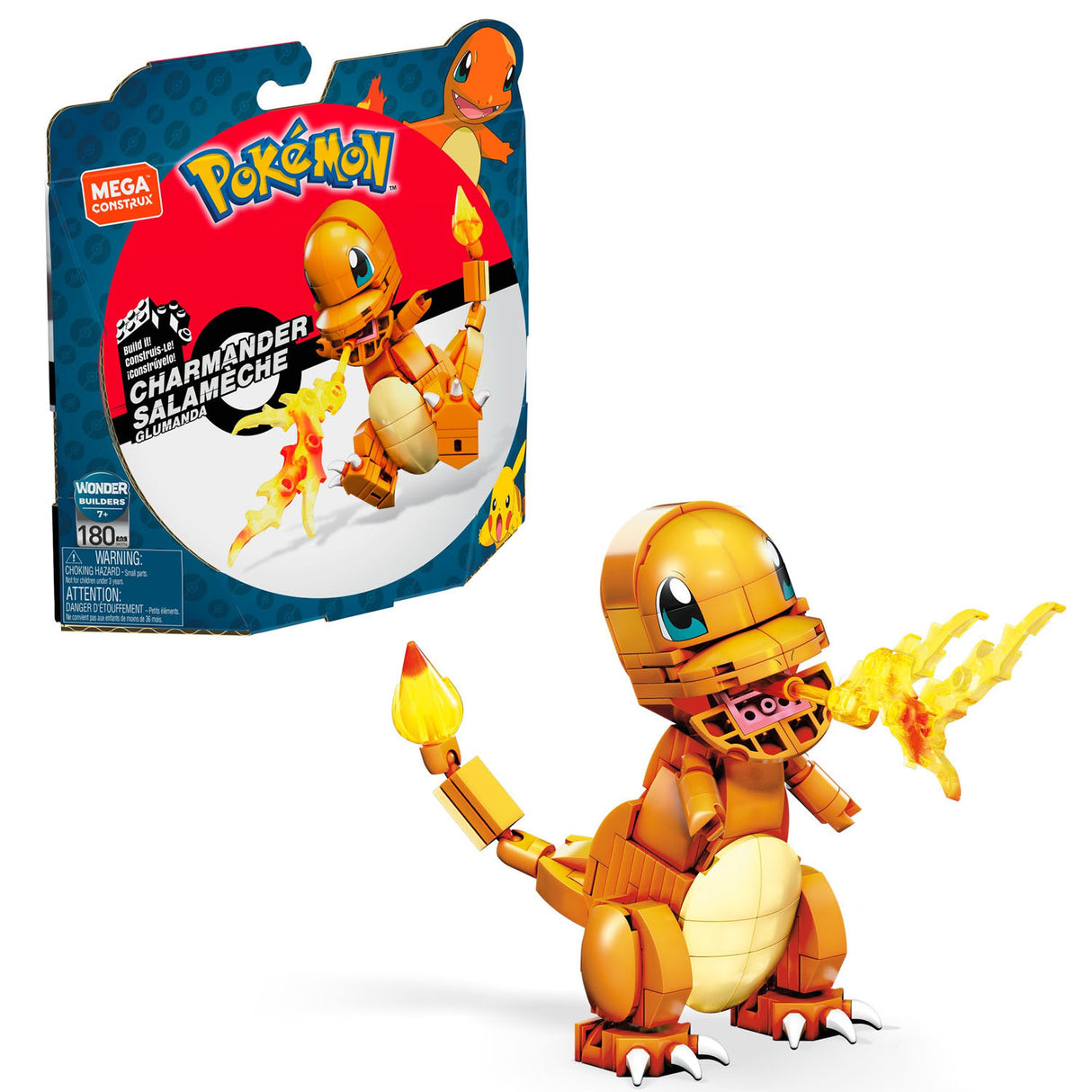 Ensemble de construction Pokémon Mega Construct - Salamèche - 180 pièces.