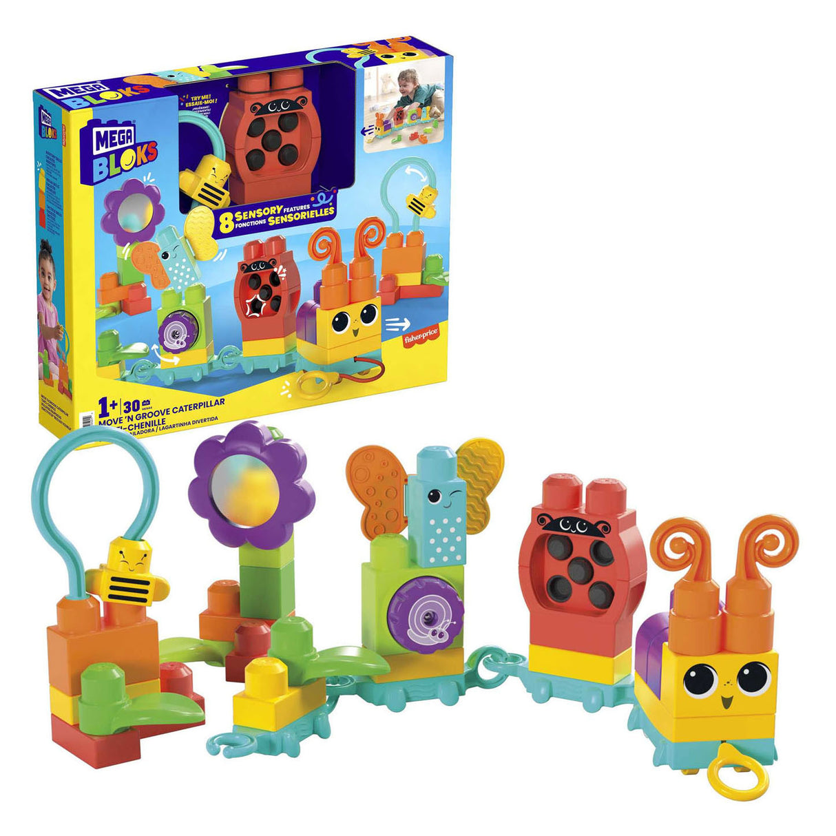 Ensemble de construction chenille Move'n Groove Mega Bloks - 30 pièces.