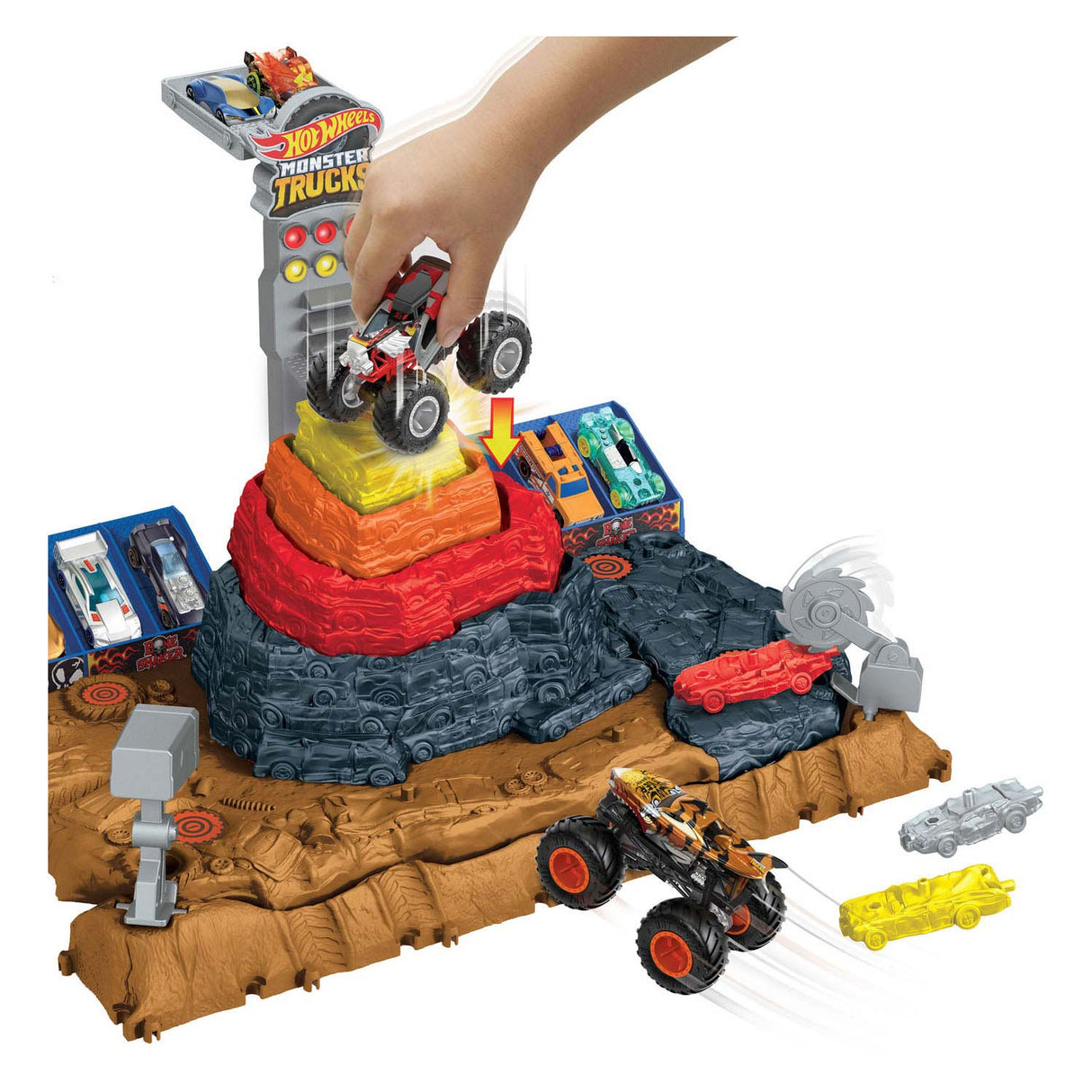 Hot Wheels Monster Trucks Arena Bone Shaker - Piste de course de voitures miniatures