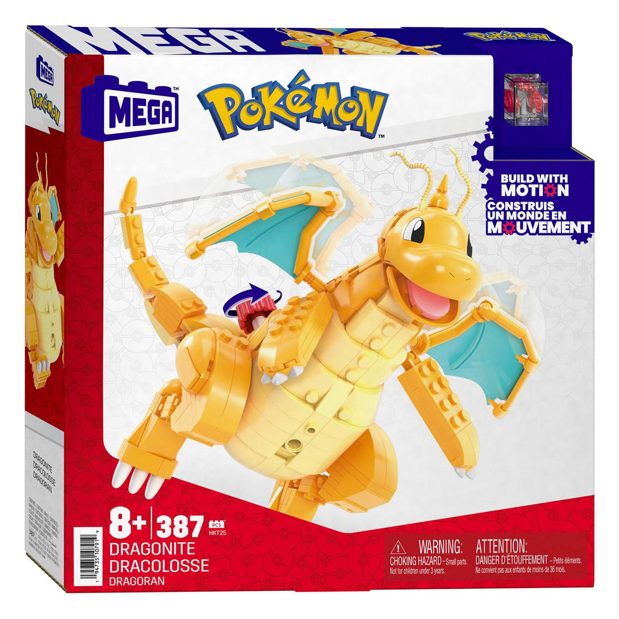 Mattel mega construx jeu de construction pokémon - dragonite - 387 pièces.