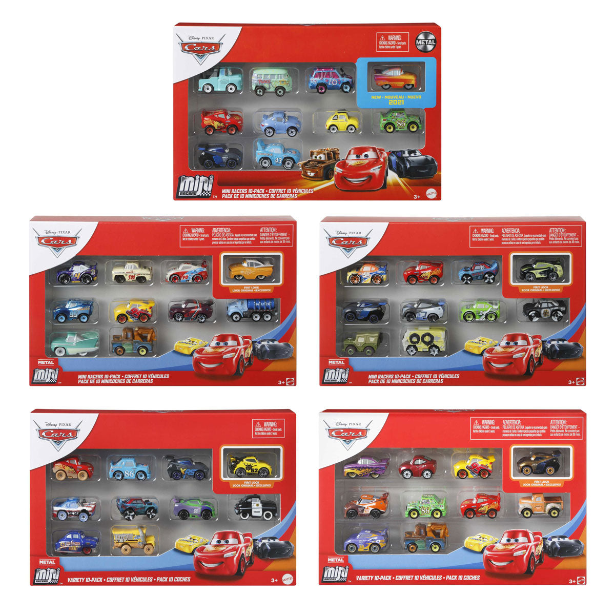 Véhicules Disney Pixar Mini Racers, 10 pièces.