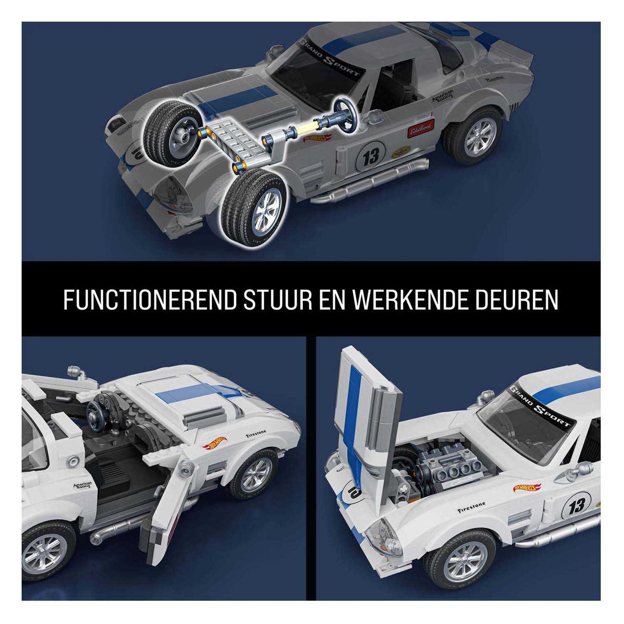 Mattel Brick Shop Hot Wheels Elite Series - Corvette Grand Sport - Jouets de construction - 918 pièces