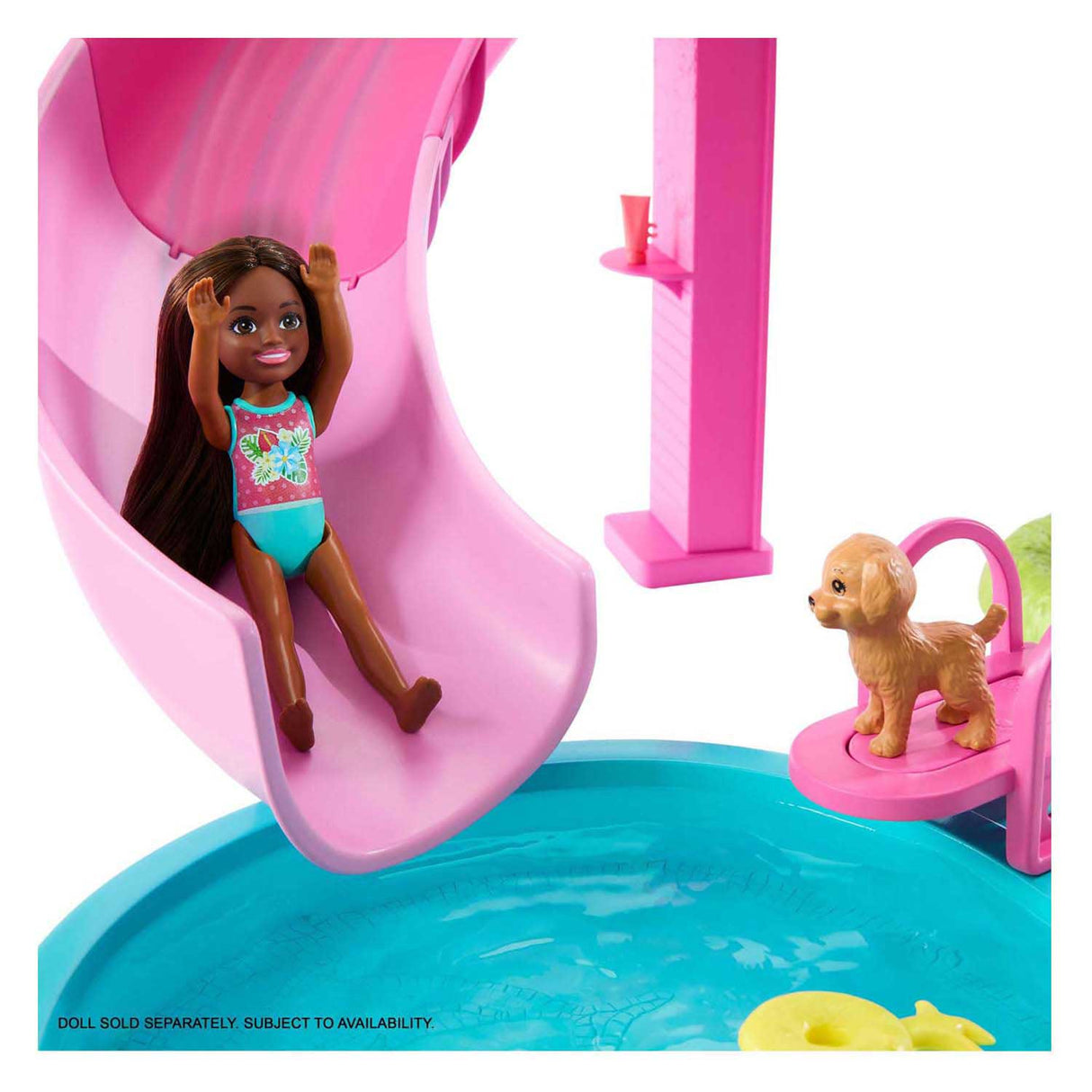 Barbie dream pool - ensemble de jeu avec toboggan et bain à remous et plus de 20 accessoires