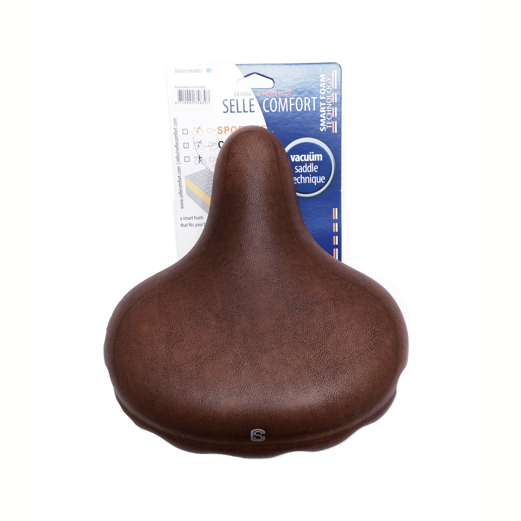 Selle confort rétro xl marron. avec technologie de mousse intelligente, sans nœud coulant