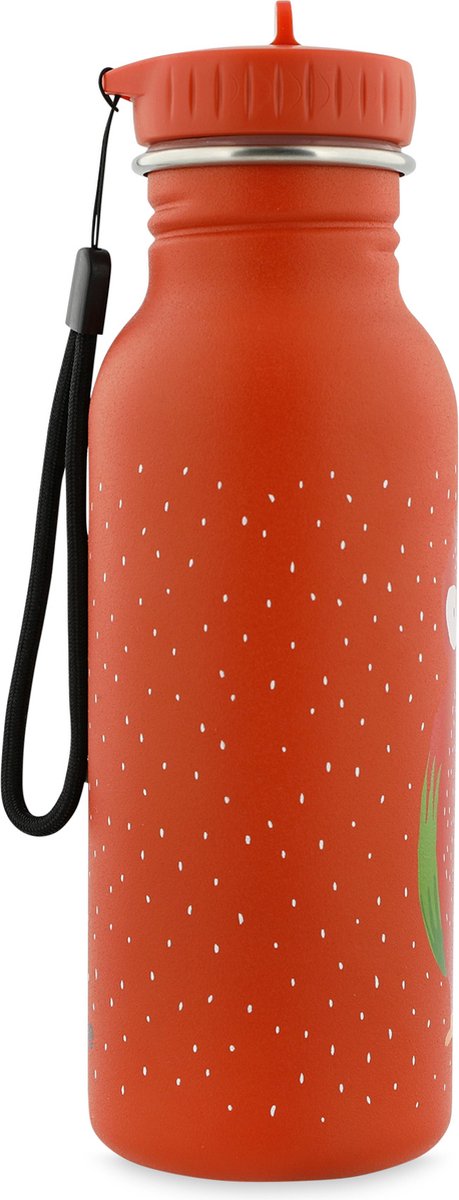 Gourde Trixie - mr. perroquet - gourde en acier inoxydable pour enfant - 500ml - bouteille étanche - rouge - perroquet