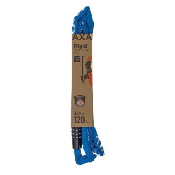 Axa chaîne antivol rigide 120cm cadenas à code bleu (carte)