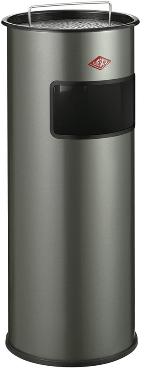 Cendrier sur pied Wesco avec tamis sans insert | 50 litres | métal - maillechort | poubelle avec cendrier sur pied - fabriquée en Allemagne
