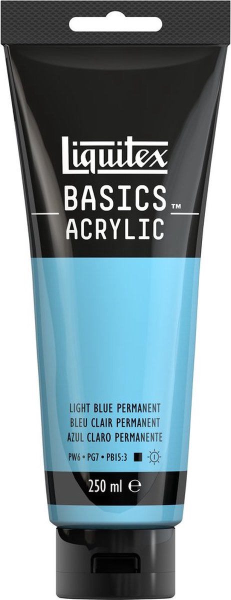 Liquitex 88700247 Basics Peinture acrylique permanente bleu clair permanente – 250 ml | peinture acrylique pour artistes | viscosité moyenne | nuance de bleu vif pour peindre une toile