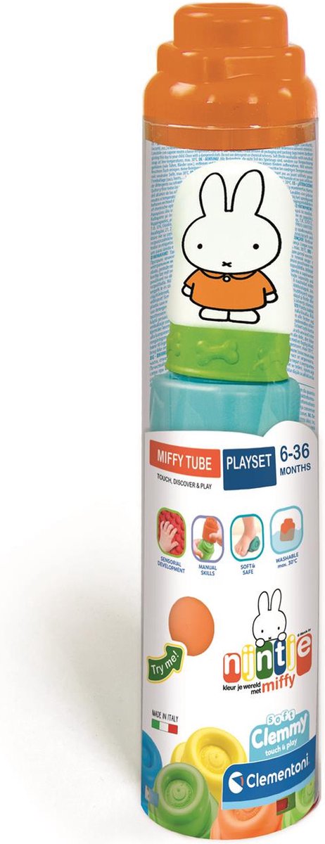 Clementoni baby - Blocs souples Miffy Clemmy en tube, 5 pièces.