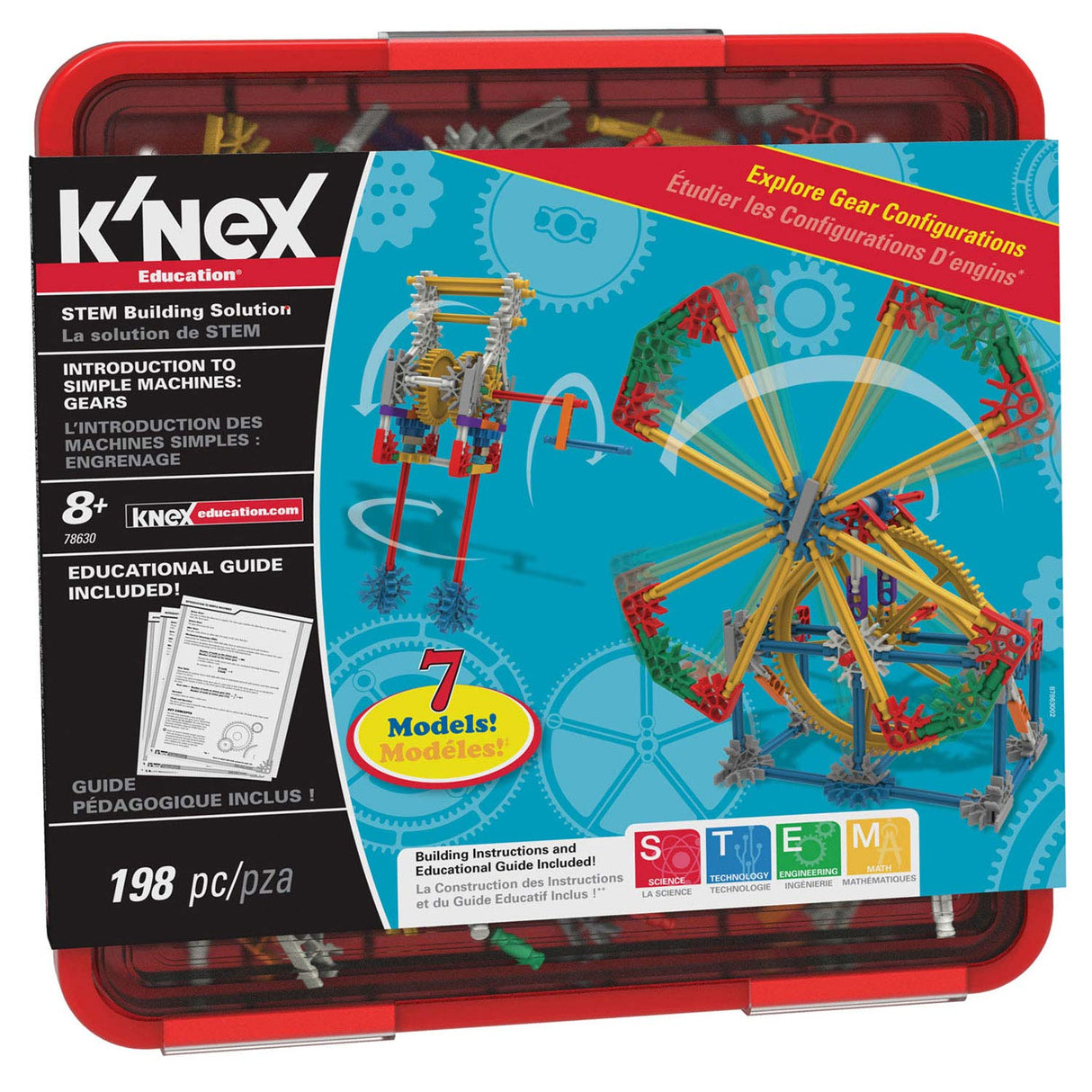 Jeu de construction K'nex introduction aux engrenages de machines simples, 198 pcs.