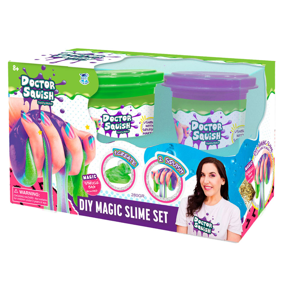 Boti doctor squish slime pack économique - vert et violet, 240 grammes