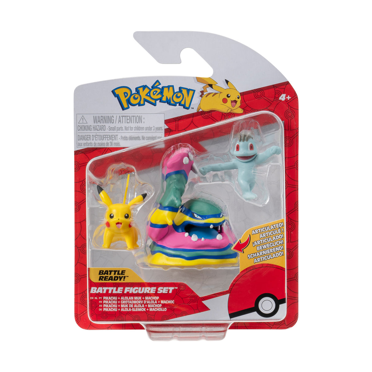 Boti Pokémon Batte Figure Set - Machop, Pikachu, Alolan Muk, 3e.