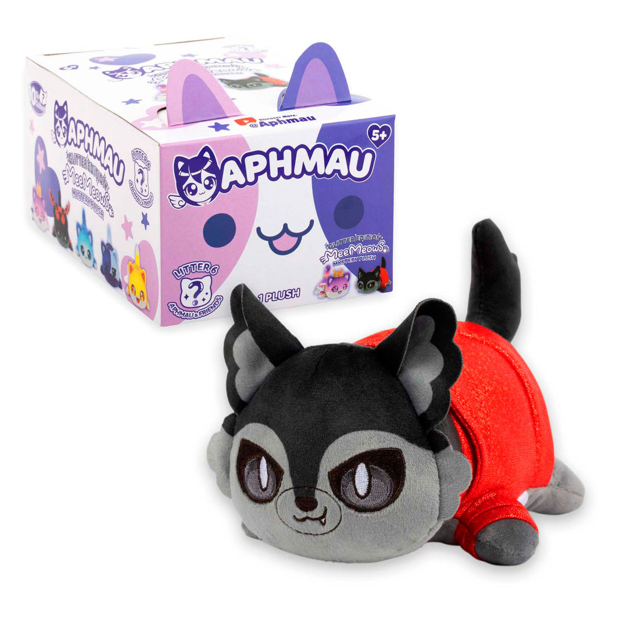 Boti aphmau amis 6 surprise meemeows peluche peluche, 15 cm