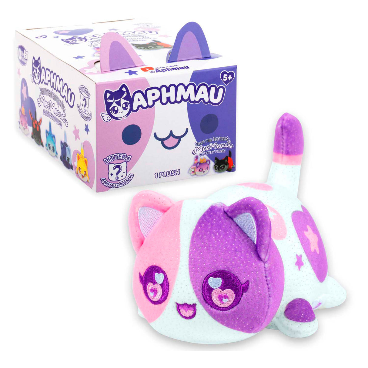 Boti aphmau amis 6 surprise meemeows peluche peluche, 15 cm