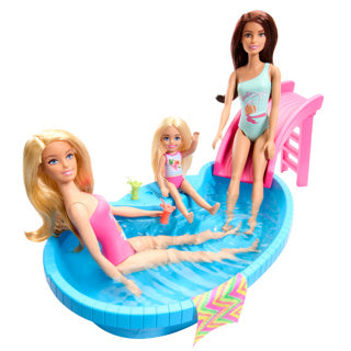 Mattel Blonde Pop avec piscine et glissement