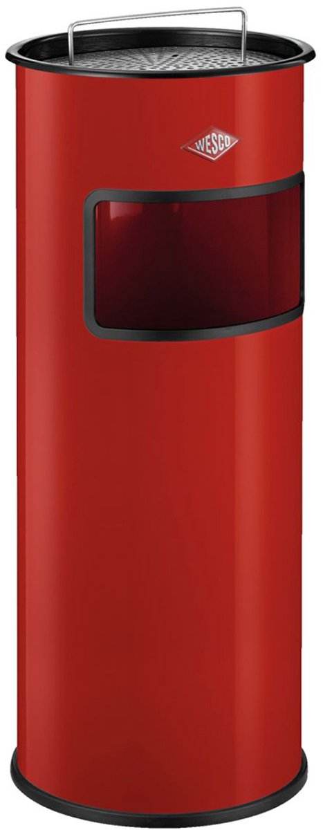 Cendrier sur pied Wesco avec tamis sans insert | 30 litres | métal - rouge | poubelle avec cendrier sur pied - fabriquée en Allemagne