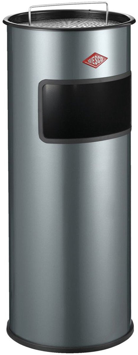 Cendrier sur pied Wesco avec tamis sans insert | 30 litres | métal - graphite | poubelle avec cendrier sur pied - fabriquée en Allemagne