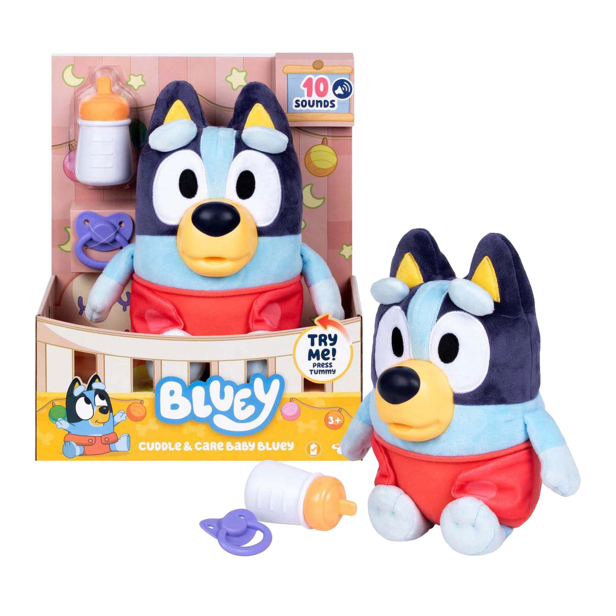Peluche interactive Spectron Baby Bluey câlin et soins