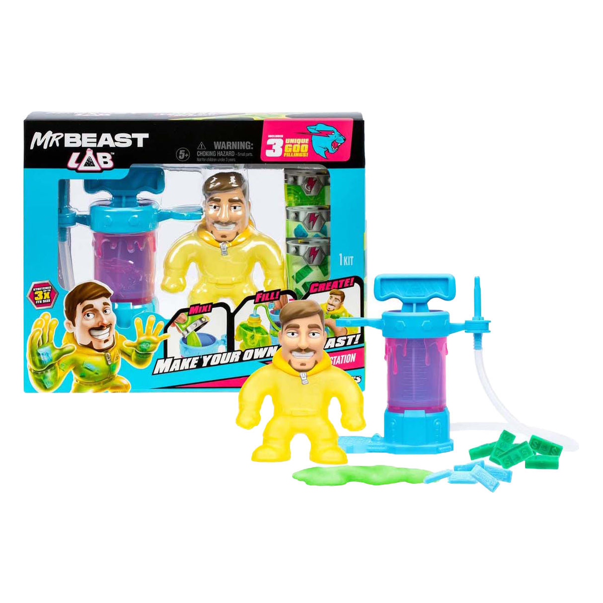 Moose Toys Mrbeast Lab Creation Studio – Mélangez, remplissez et créez le mrbeast extensible ultime !